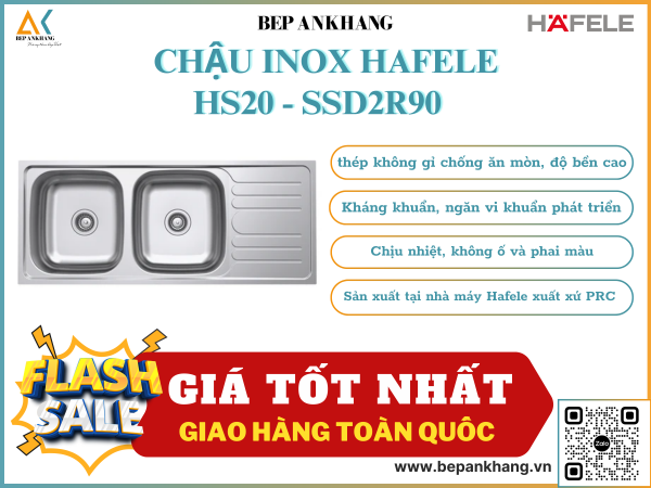 CHẬU INOX HAFELE  HS20 - SSD2R90  567.20.513